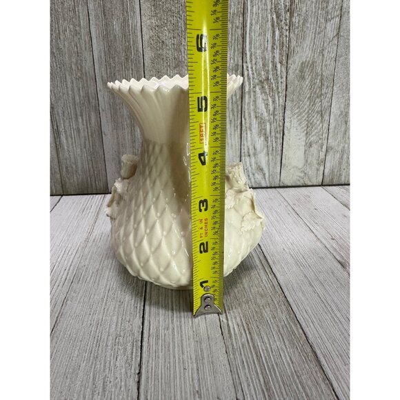 Vtg Belleek Irish Porcelain Thistle Vase 5th Green Mark MCM #0857 See Details - Picture 9 of 13